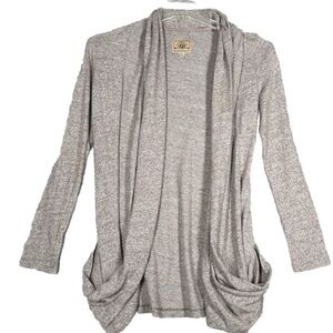 UGG Gray Cardigan Sweater with Draped Front